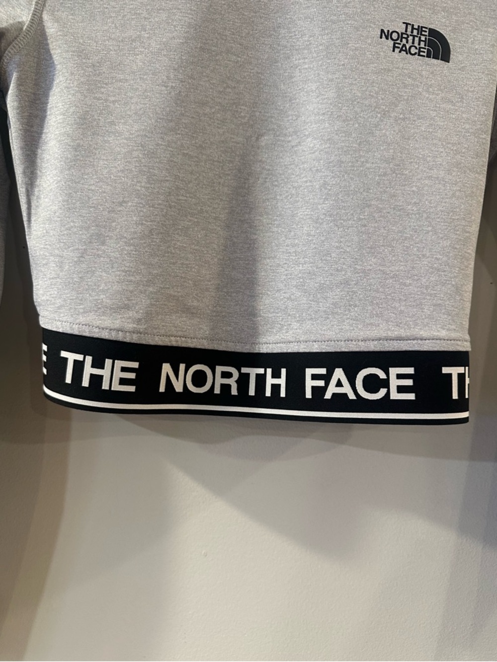 The North Face Gray Crop Mock Neck Longsleeve with Logo Tape - Picture 3 of 5
